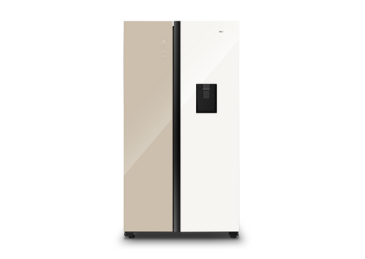 Hisense 508L SBS Fridge Water Dispenser White And Khaki Glass H670SDK-WD